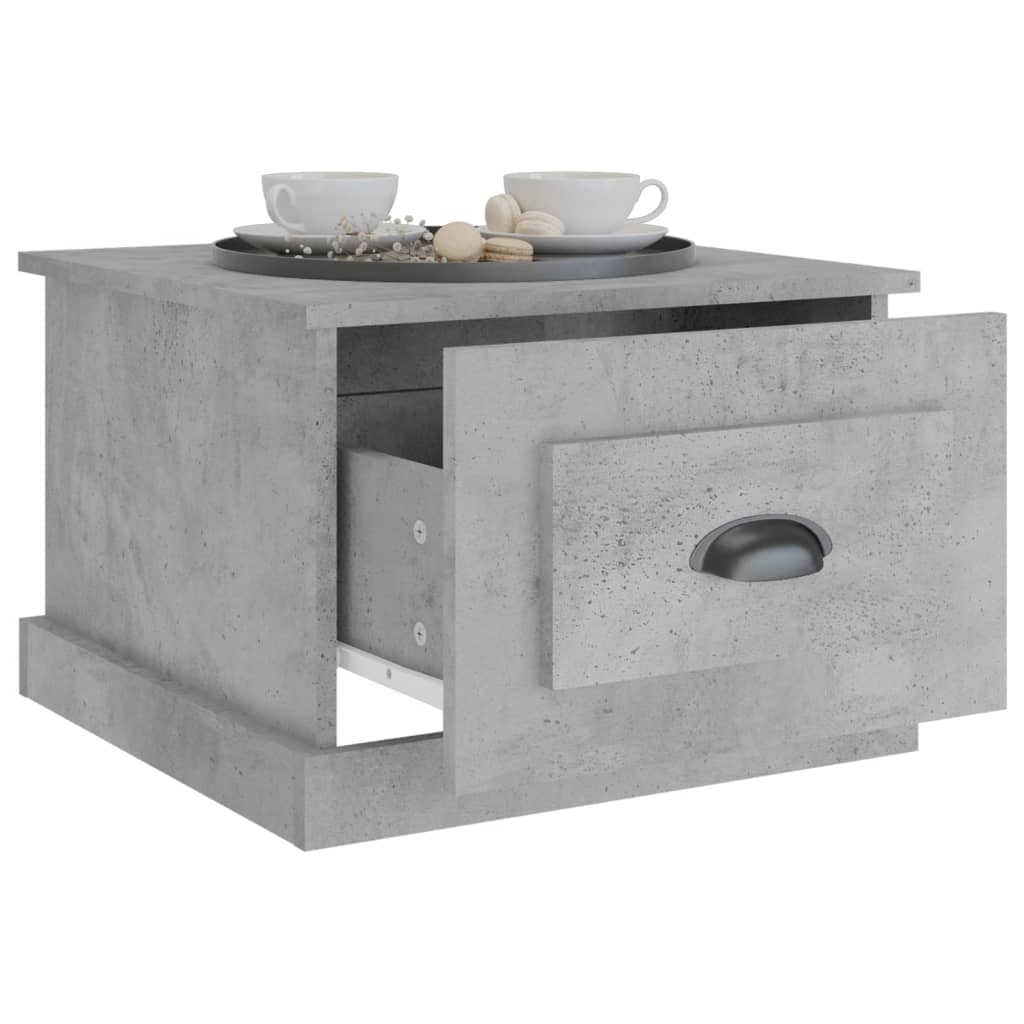 betonszürke szerelt fa dohányzóasztal 50 x 50 x 35 cm