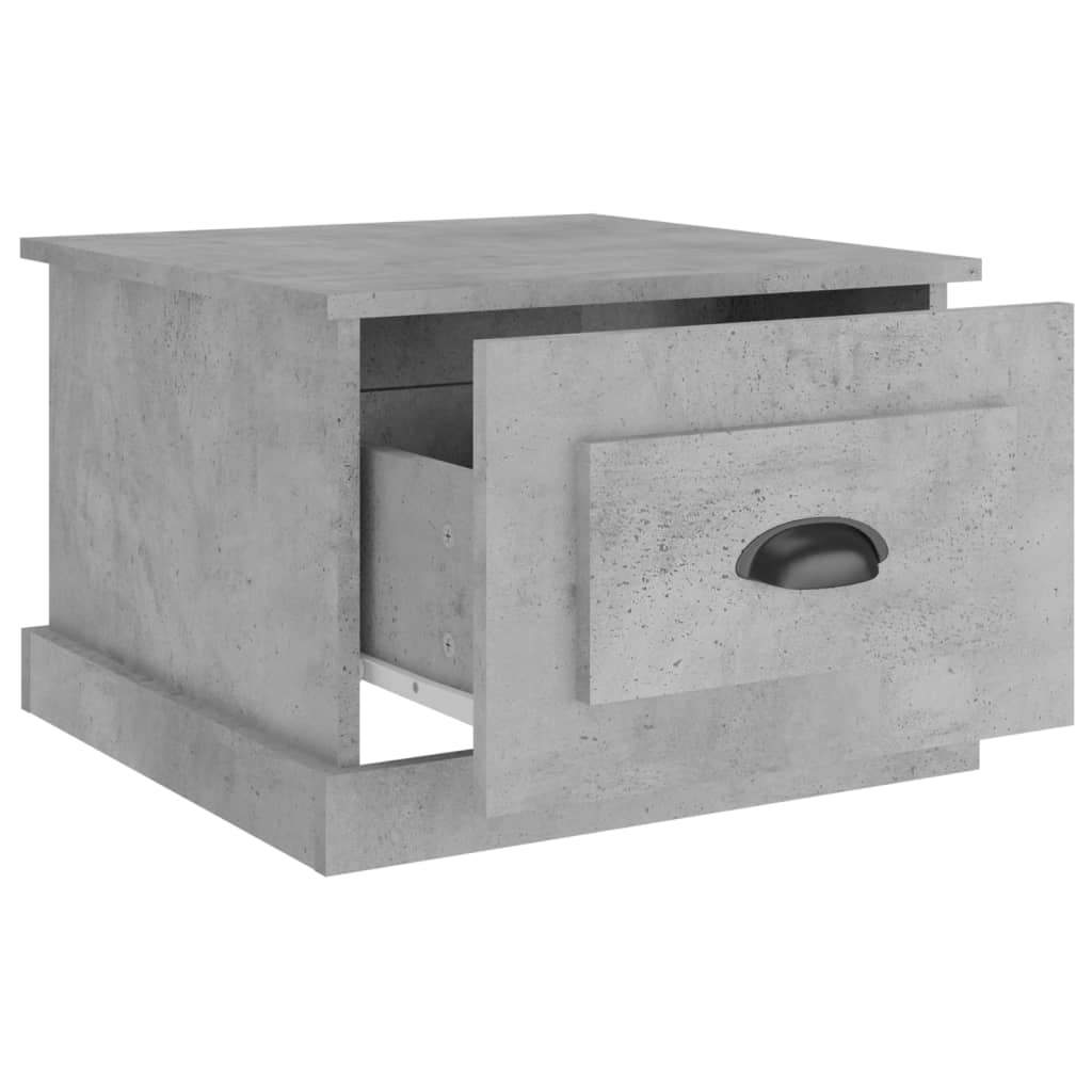 betonszürke szerelt fa dohányzóasztal 50 x 50 x 35 cm