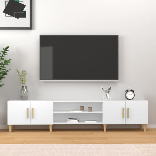 fehér, rétegelt fa TV-szekrény 180 x 31,5 x 40 cm