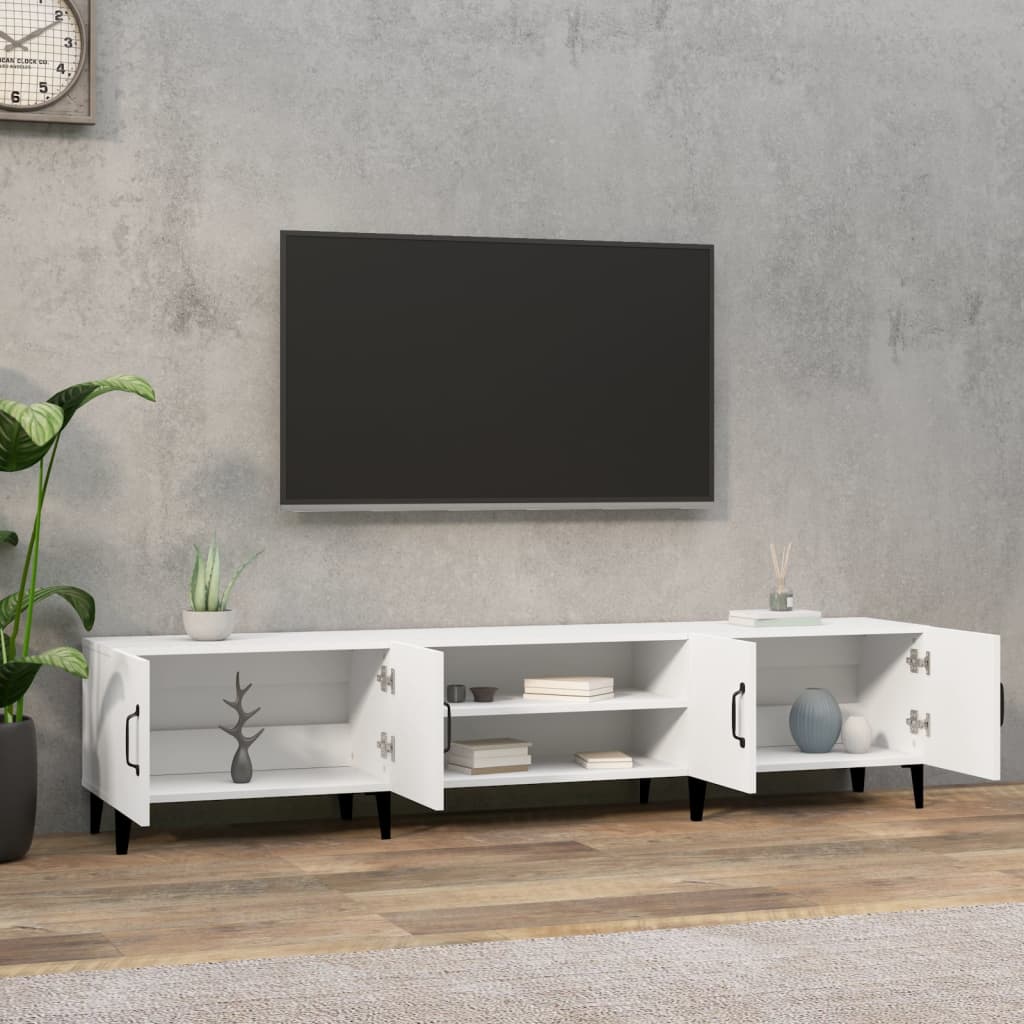 fehér, rétegelt fa TV-szekrény 180 x 31,5 x 40 cm