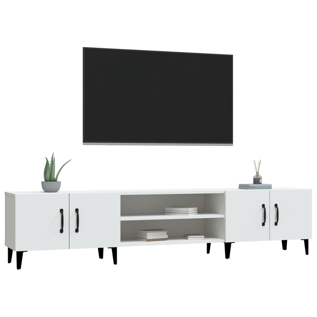 fehér, rétegelt fa TV-szekrény 180 x 31,5 x 40 cm