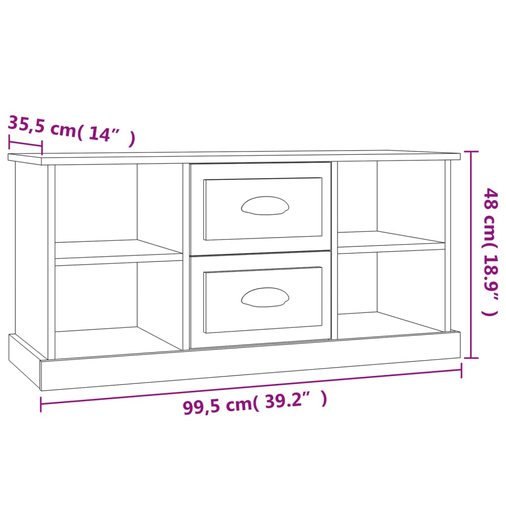 betonszürke szerelt fa TV-szekrény 99,5 x 35,5 x 48 cm