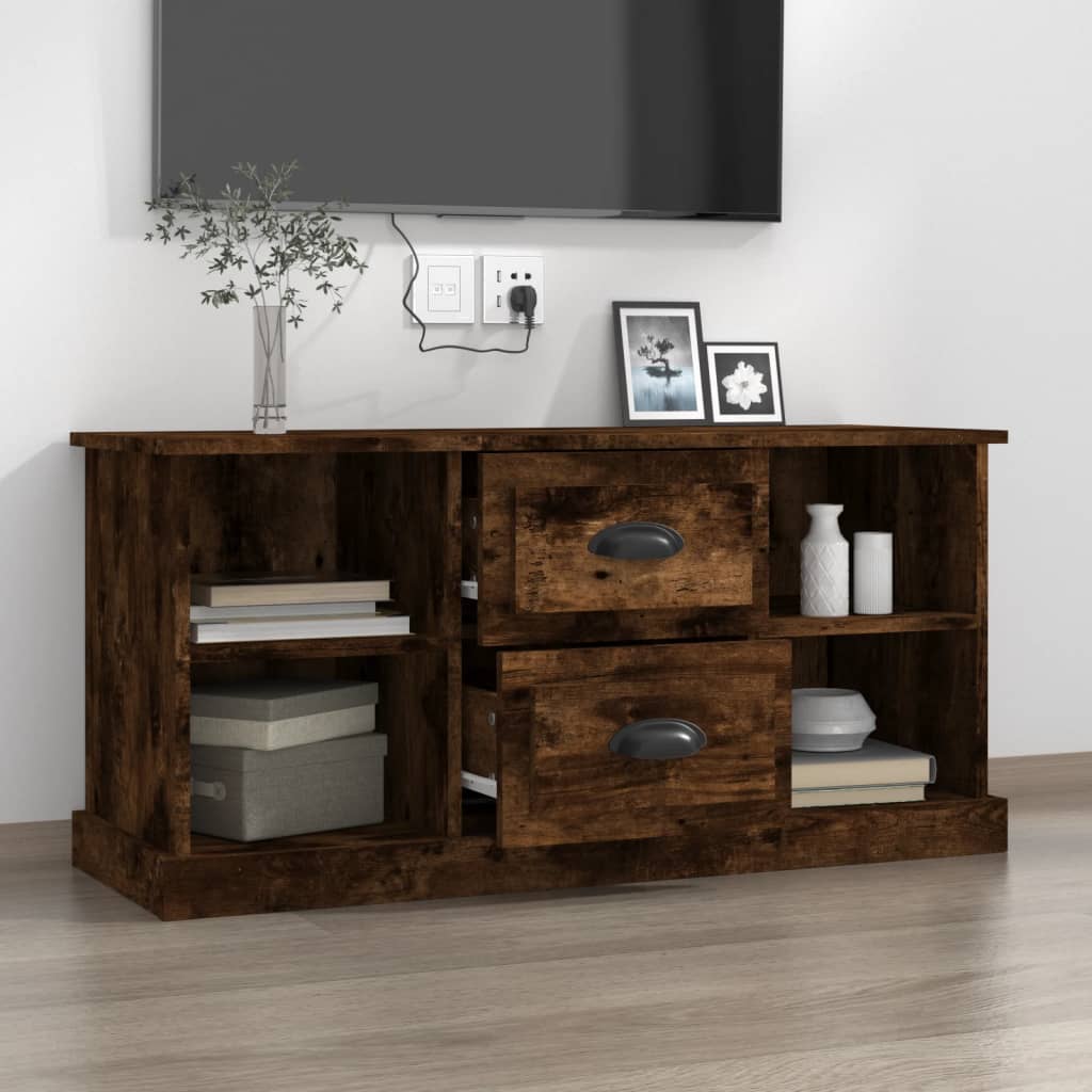 füstös tölgy színű szerelt fa TV-szekrény 99,5x35,5x48 cm
