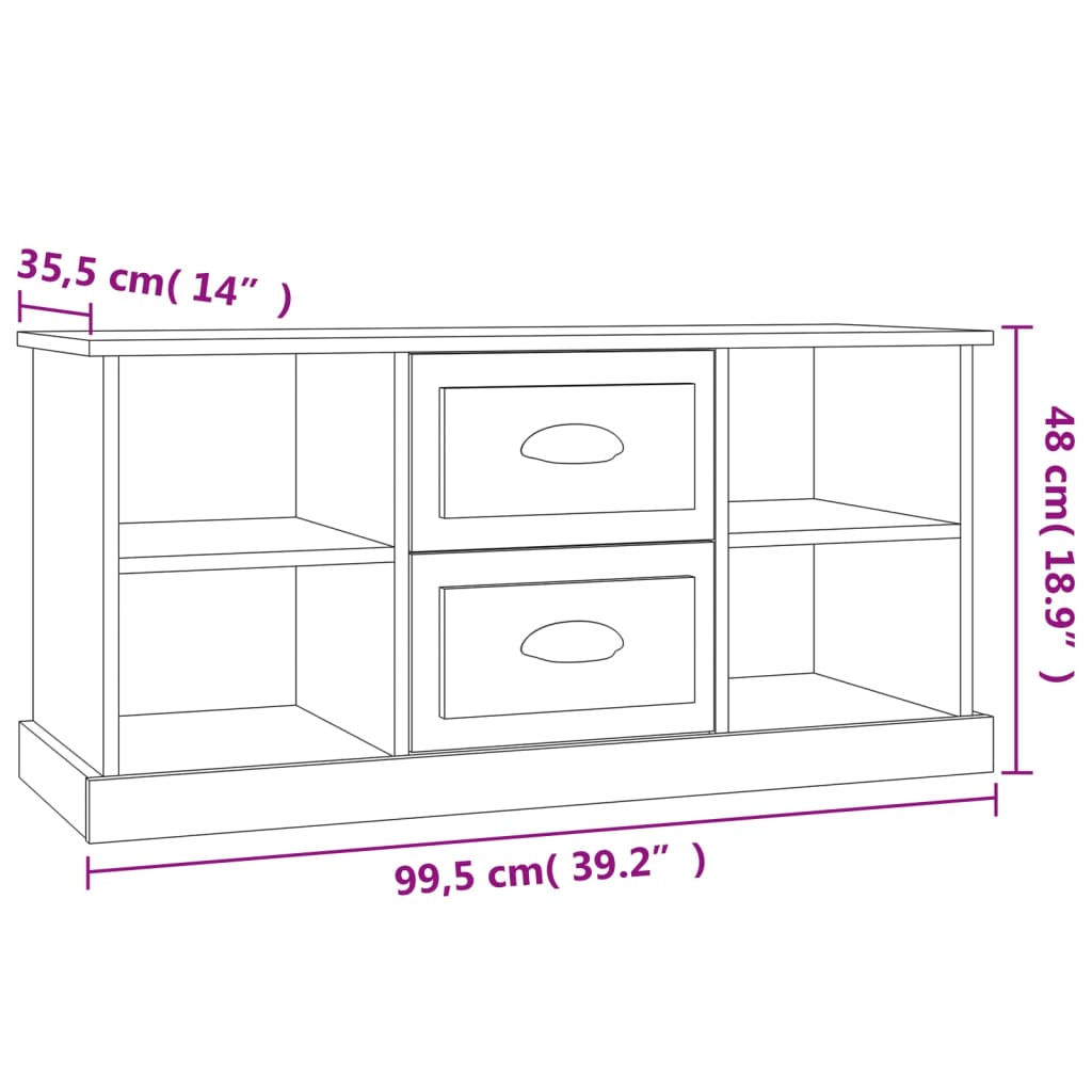füstös tölgy színű szerelt fa TV-szekrény 99,5x35,5x48 cm