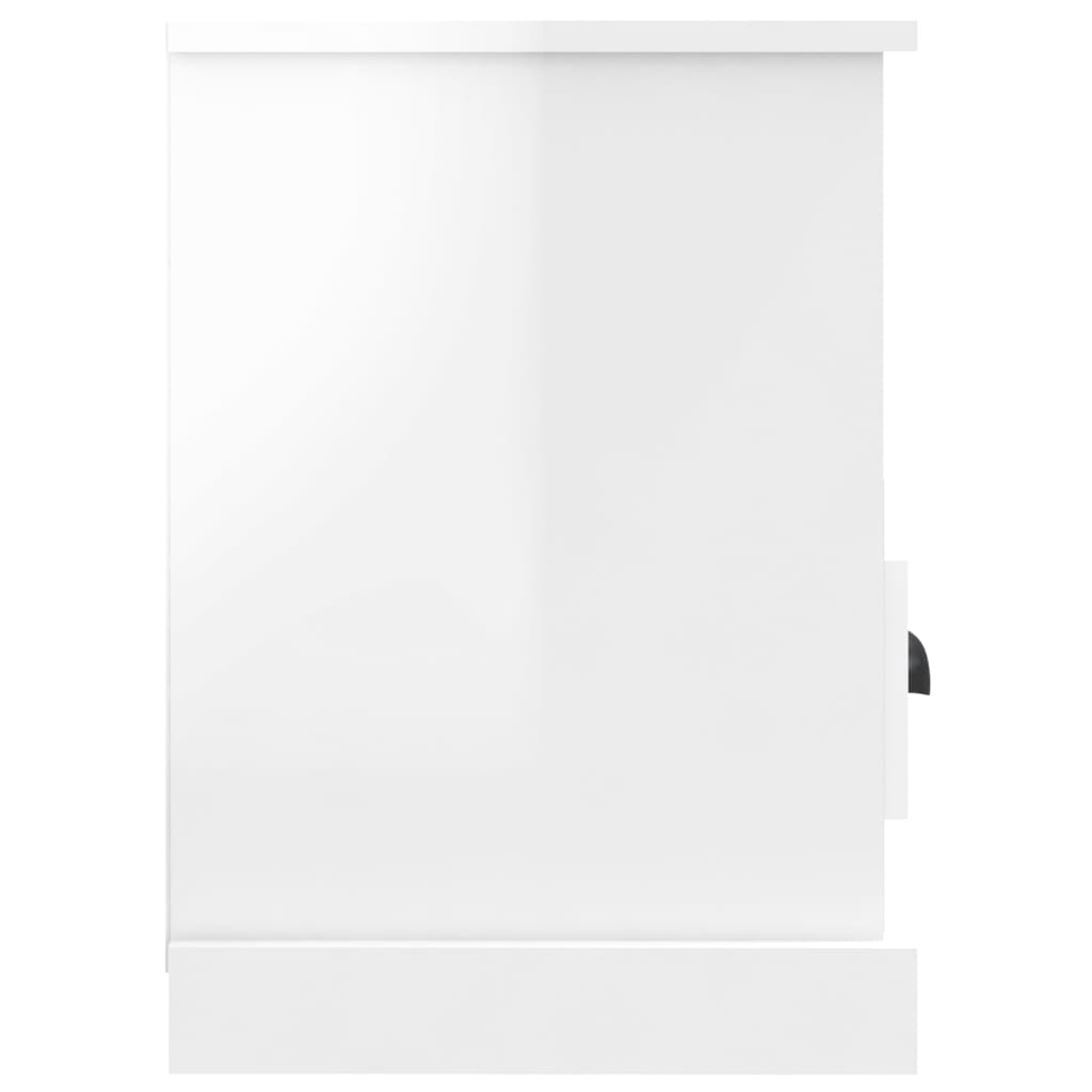 magasfényű fehér szerelt fa TV-szekrény 80 x 35 x 50 cm