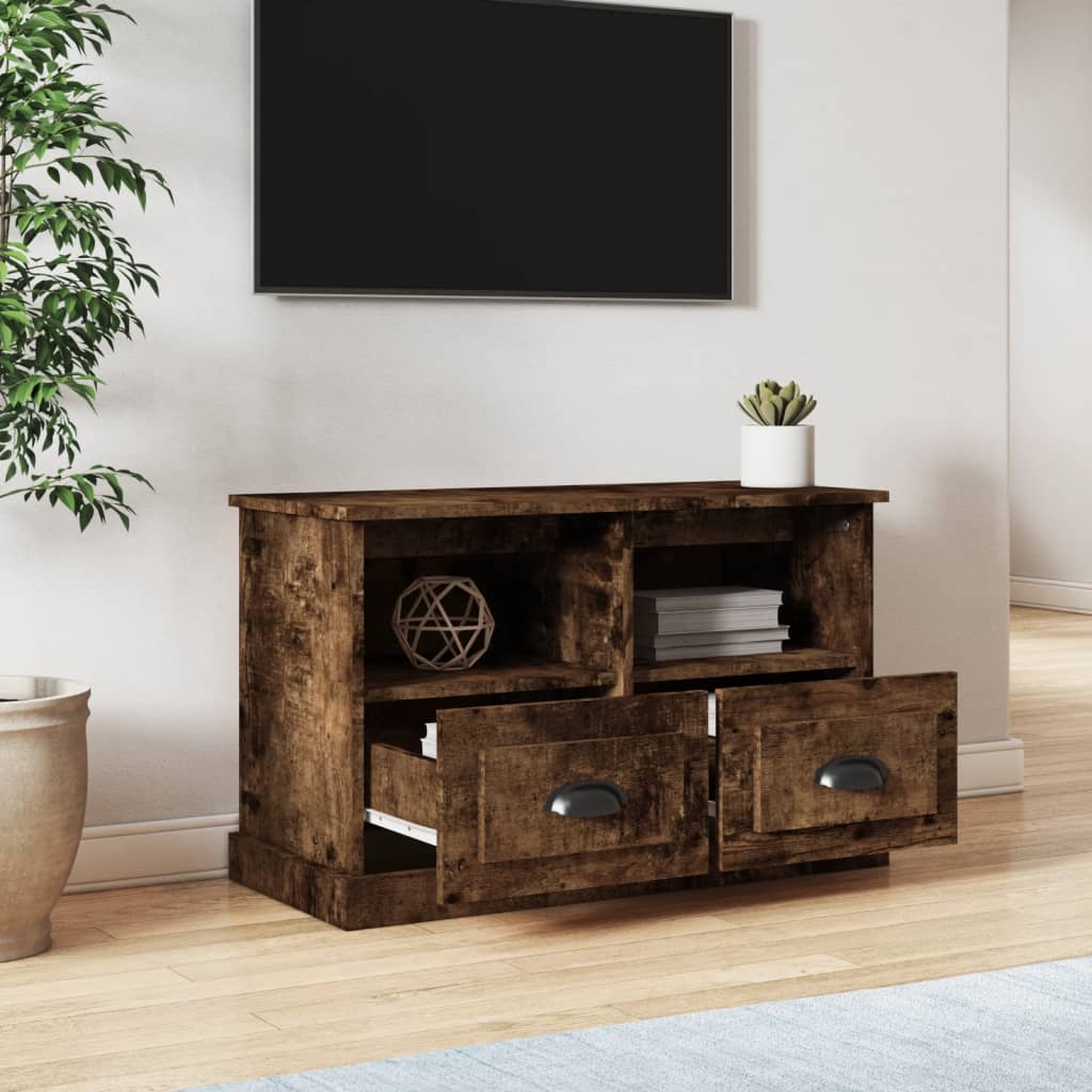füstös tölgy színű szerelt fa TV-szekrény 80 x 35 x 50 cm
