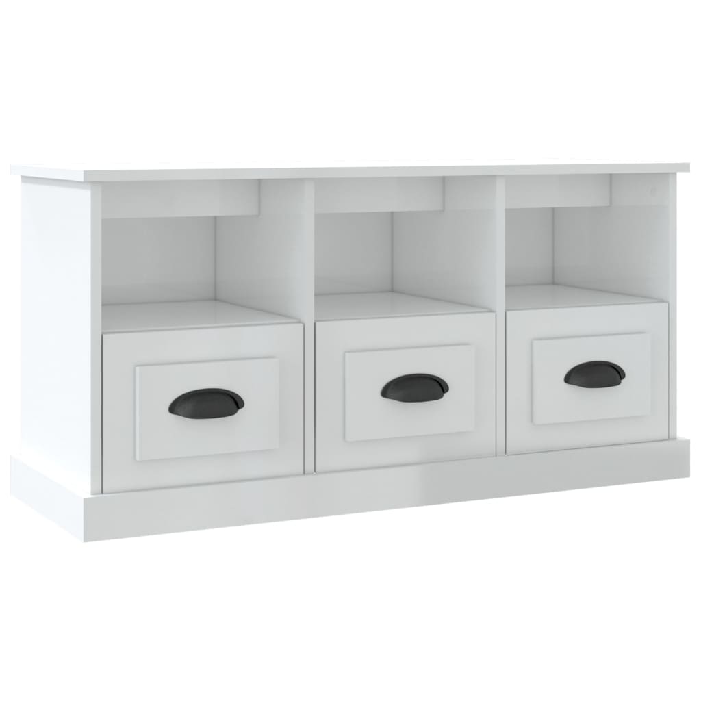 fehér magasfényű szerelt fa TV-szekrény 100x35x50 cm