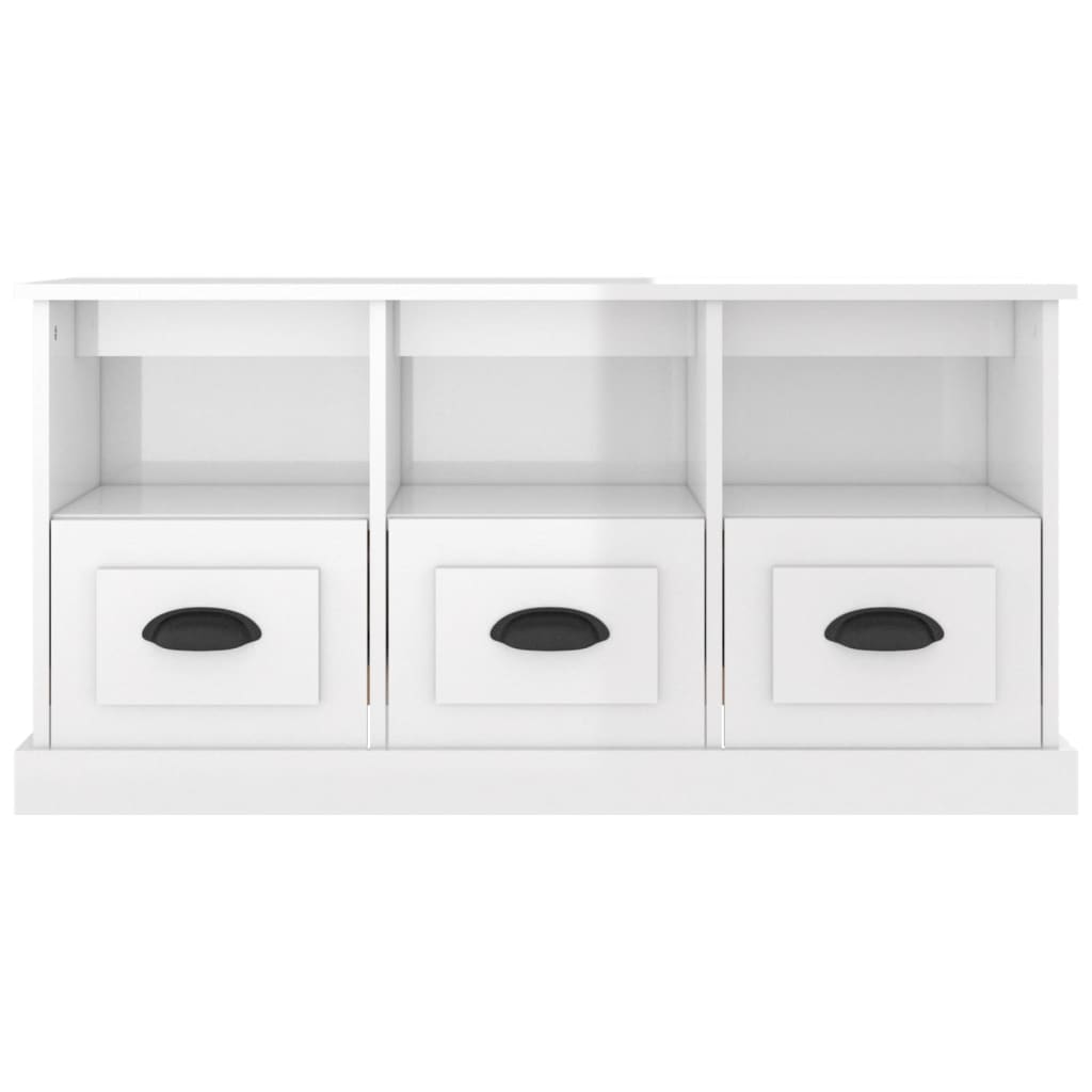 fehér magasfényű szerelt fa TV-szekrény 100x35x50 cm