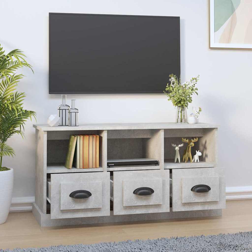 betonszürke szerelt fa TV-szekrény 100x35x50 cm