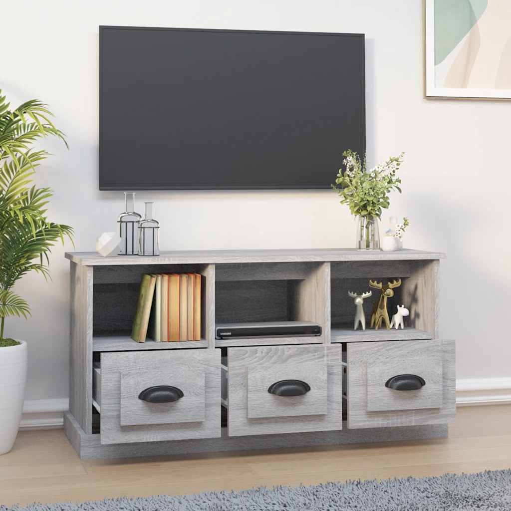 szürke sonoma színű szerelt fa TV-szekrény 100x35x50 cm