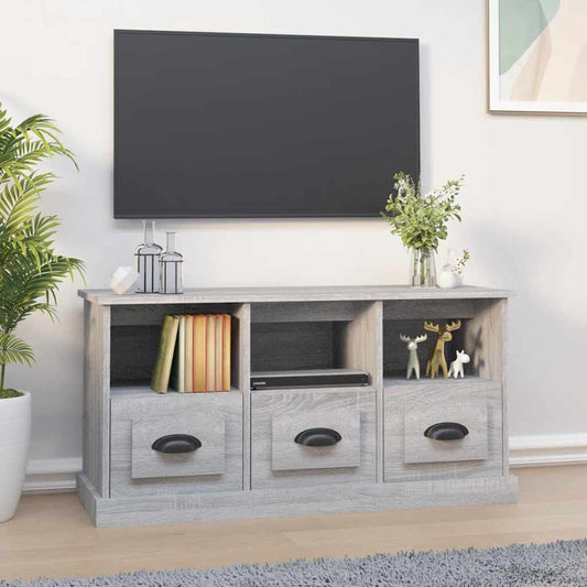 szürke sonoma színű szerelt fa TV-szekrény 100x35x50 cm