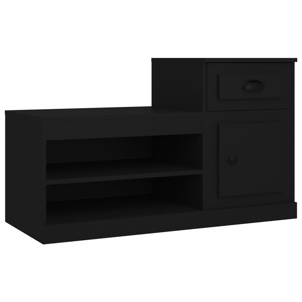 fekete szerelt fa cipősszekrény 100x42x60 cm