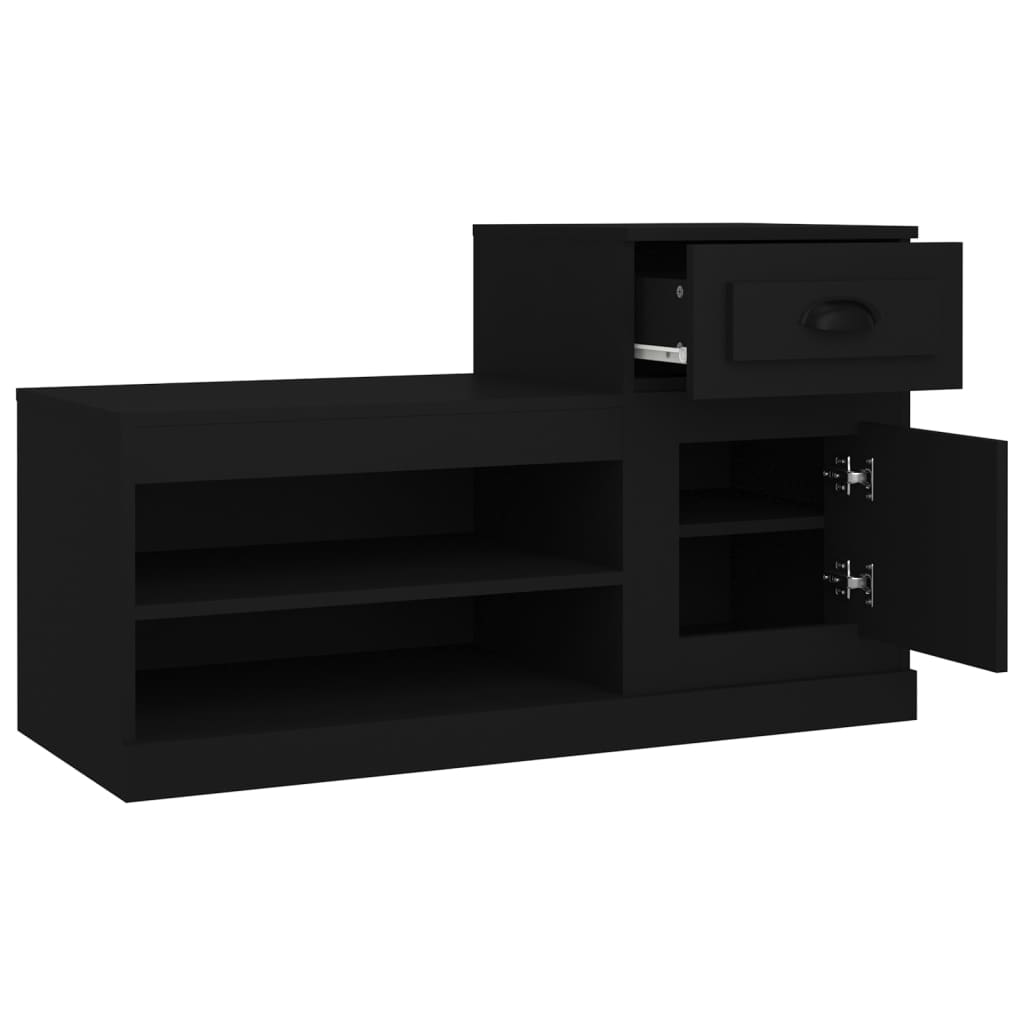 fekete szerelt fa cipősszekrény 100x42x60 cm