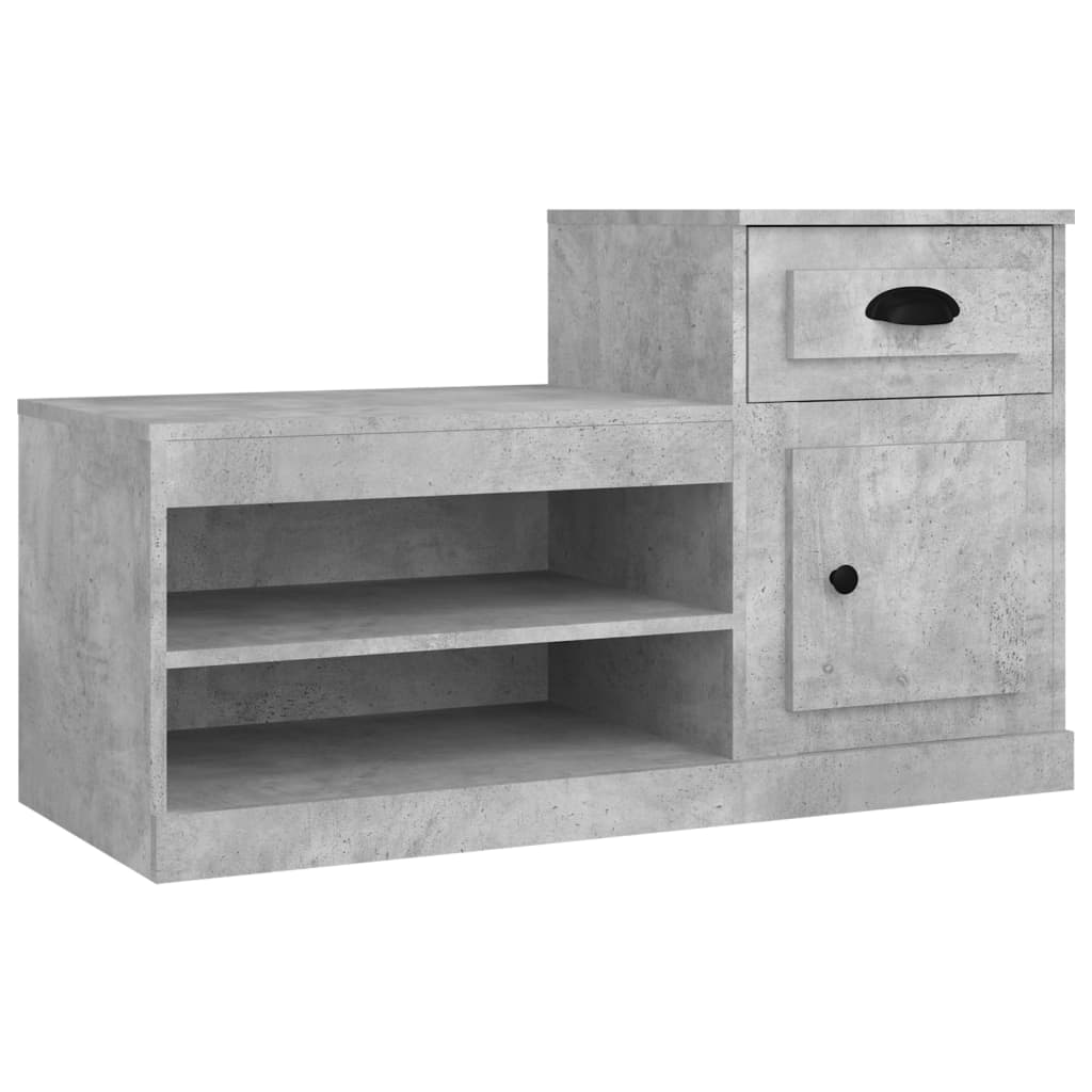 betonszürke szerelt fa cipőszekrény 100 x 42 x 60 cm