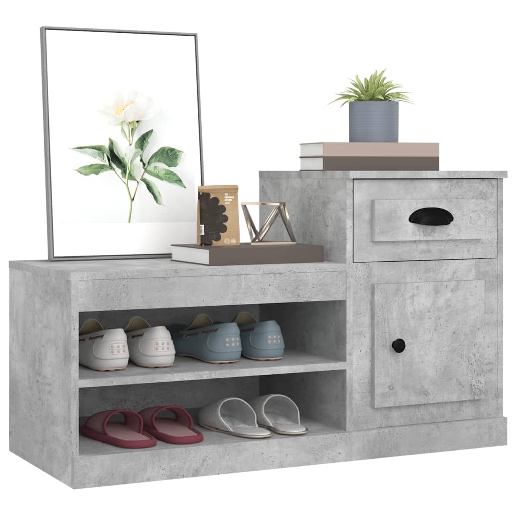 betonszürke szerelt fa cipőszekrény 100 x 42 x 60 cm