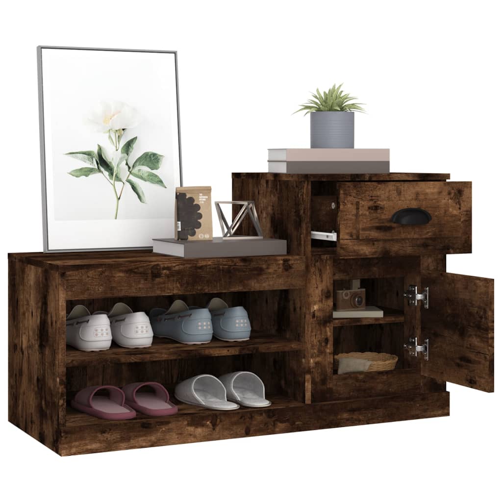 füstös tölgy színű szerelt fa cipősszekrény 100x42x60 cm
