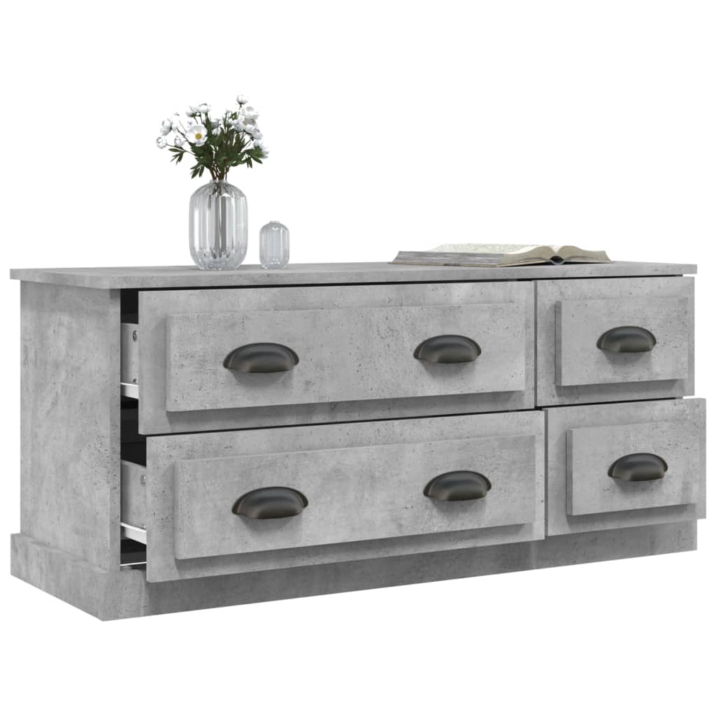 betonszürke szerelt fa TV-szekrény 100 x 35,5 x 45 cm