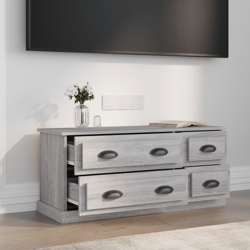 szürke sonoma színű szerelt fa TV-szekrény 100x35,5x45 cm
