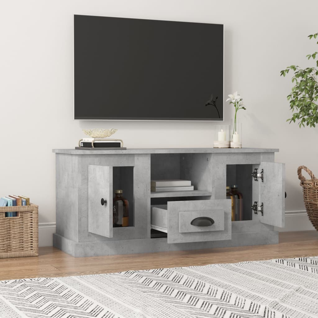 betonszürke szerelt fa TV-szekrény 100 x 35,5 x 45 cm