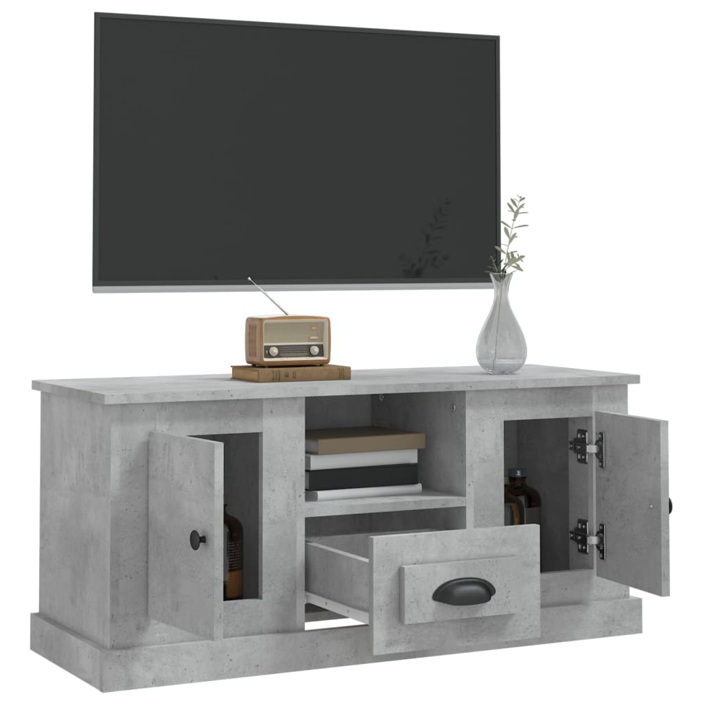 betonszürke szerelt fa TV-szekrény 100 x 35,5 x 45 cm