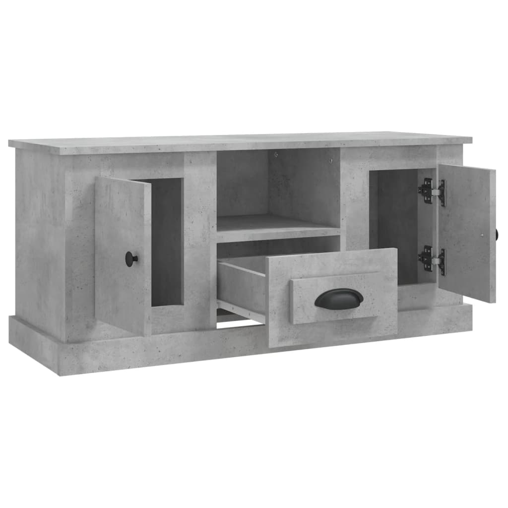betonszürke szerelt fa TV-szekrény 100 x 35,5 x 45 cm