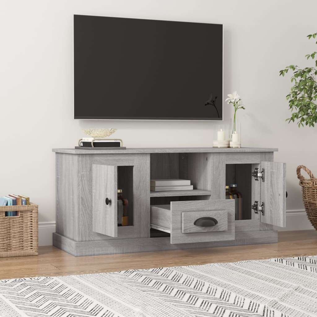 szürke sonoma színű szerelt fa TV-szekrény 100x35,5x45 cm