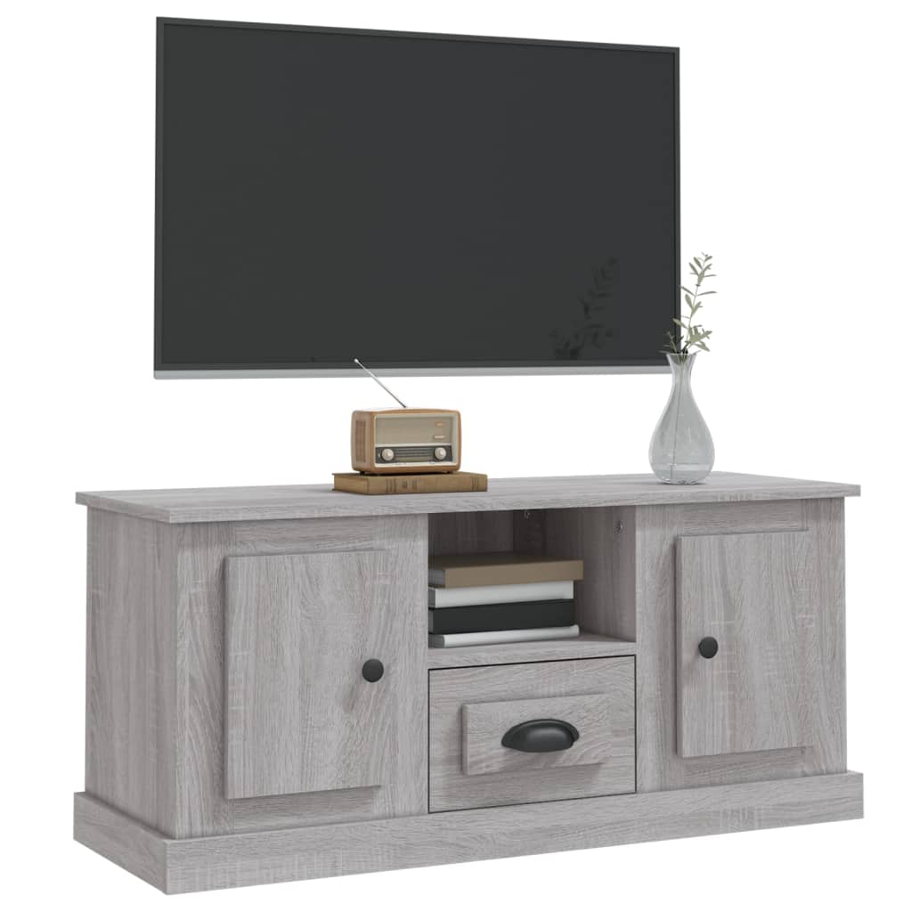 szürke sonoma színű szerelt fa TV-szekrény 100x35,5x45 cm