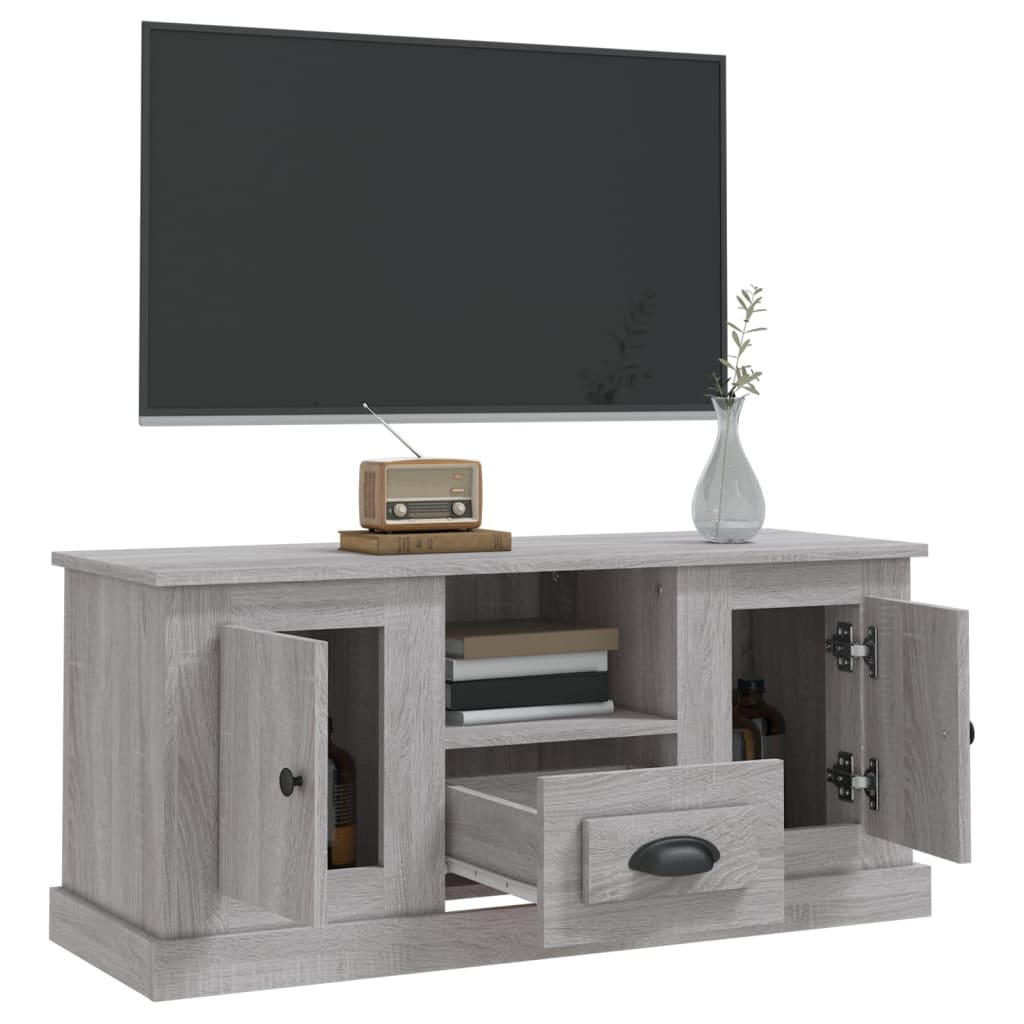 szürke sonoma színű szerelt fa TV-szekrény 100x35,5x45 cm