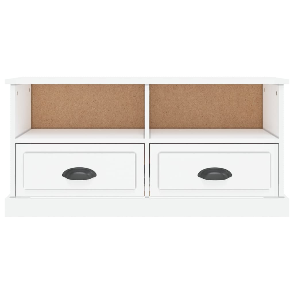 fehér magasfényű szerelt fa TV-szekrény 93x35,5x45 cm