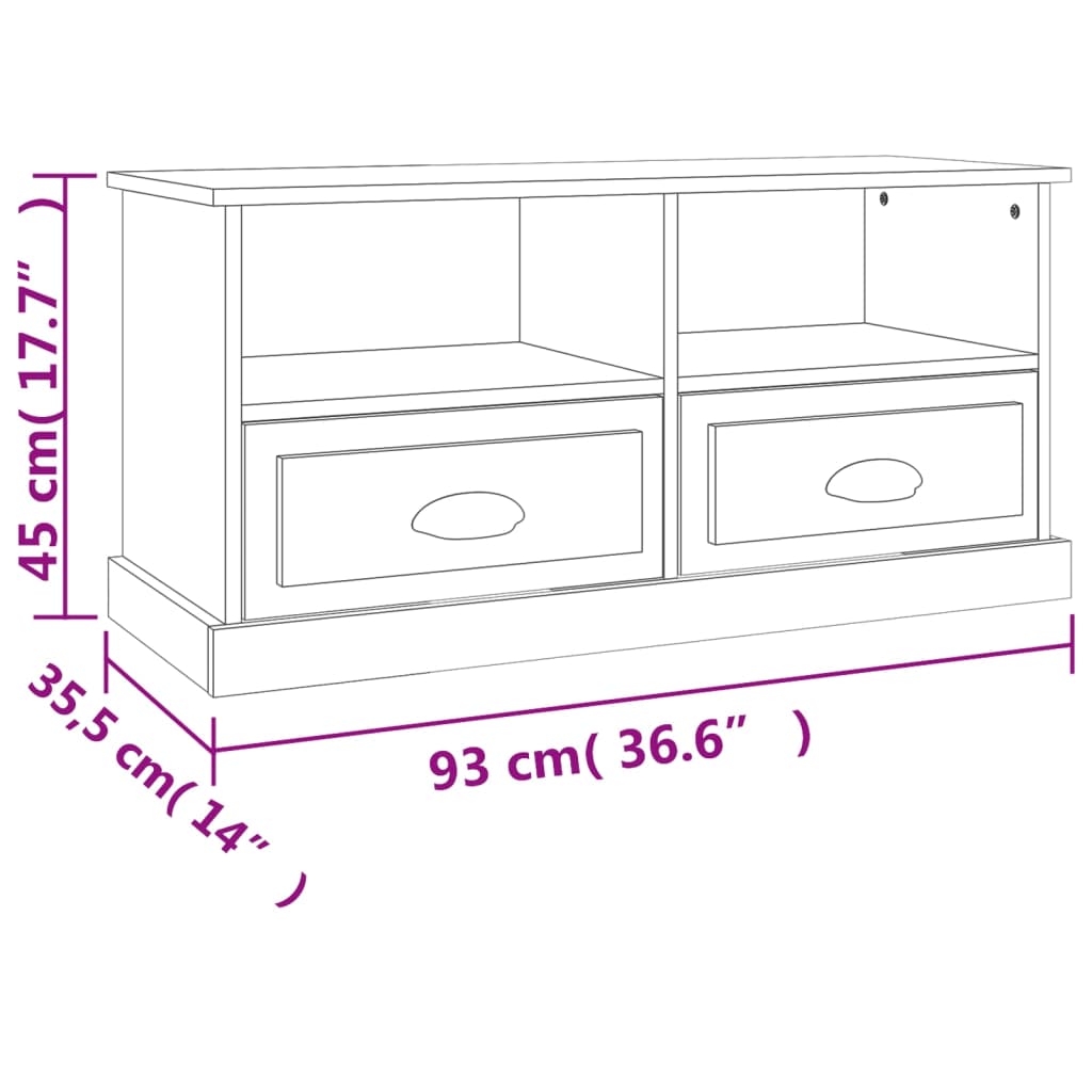 betonszürke szerelt fa TV-szekrény 93 x 35,5 x 45 cm