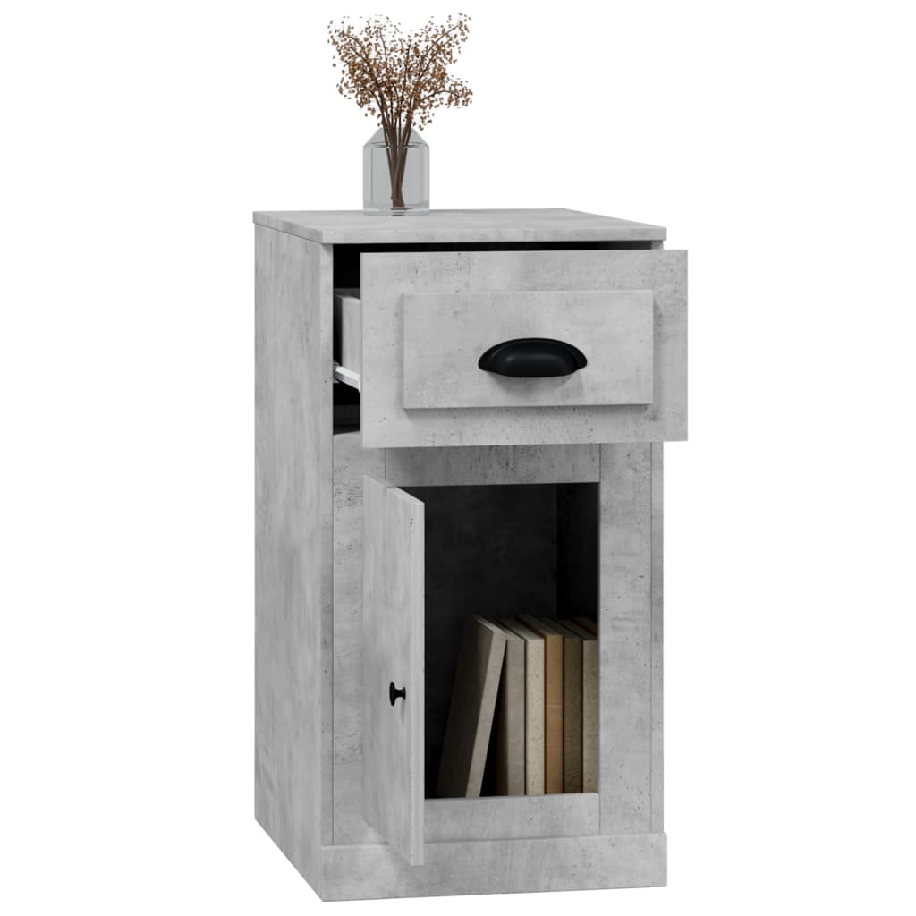 betonszürke szerelt fa kisszekrény fiókkal 40 x 50 x 75 cm