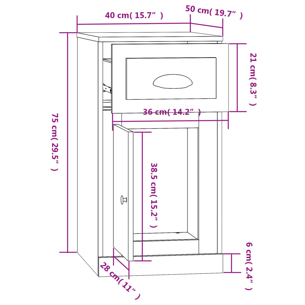 betonszürke szerelt fa kisszekrény fiókkal 40 x 50 x 75 cm