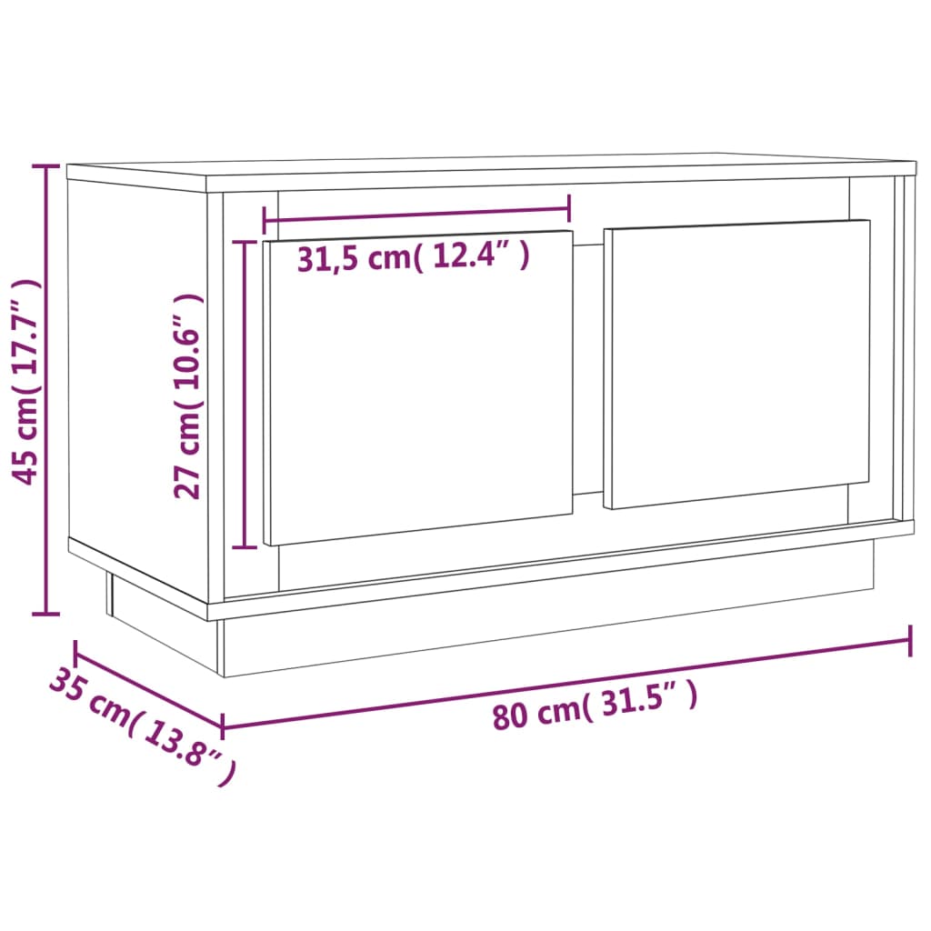 betonszürke szerelt fa TV-szekrény 80x35x45 cm
