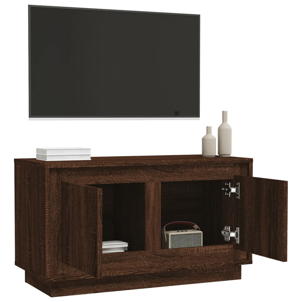 barna tölgyszínű szerelt fa TV-szekrény 80x35x45 cm