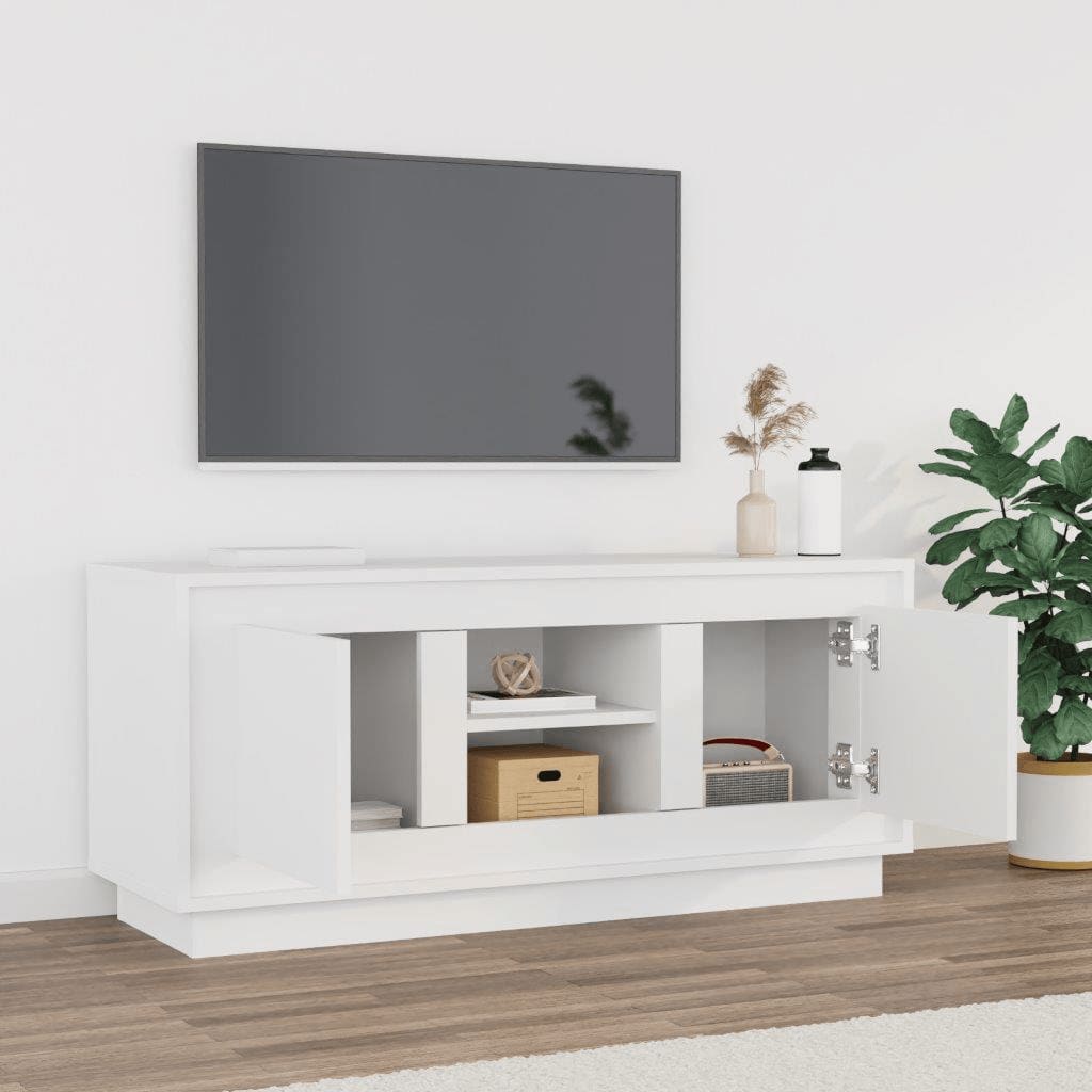 fehér szerelt fa TV-szekrény 102 x 35 x 45 cm