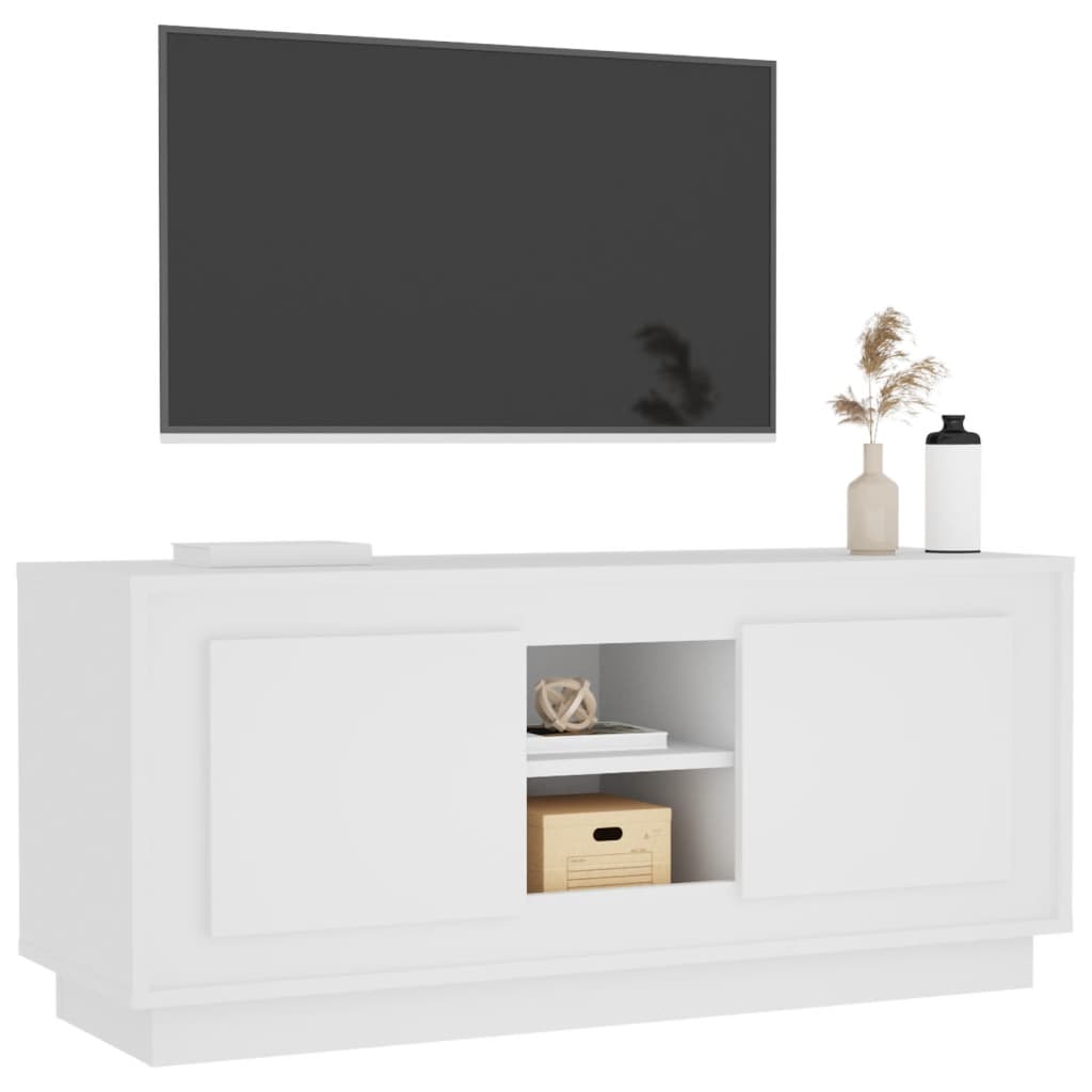 fehér szerelt fa TV-szekrény 102 x 35 x 45 cm