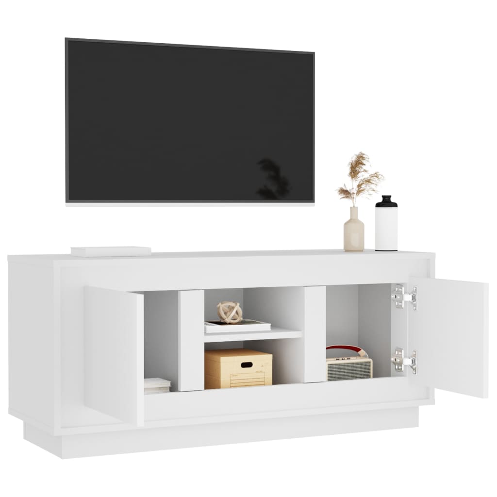 fehér szerelt fa TV-szekrény 102 x 35 x 45 cm