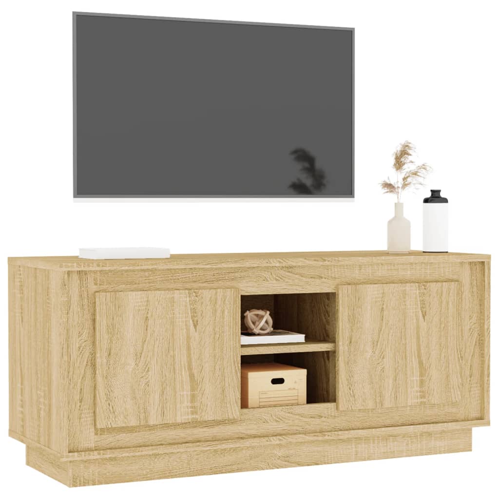 sonoma tölgyszínű szerelt fa TV-szekrény 102x35x45 cm