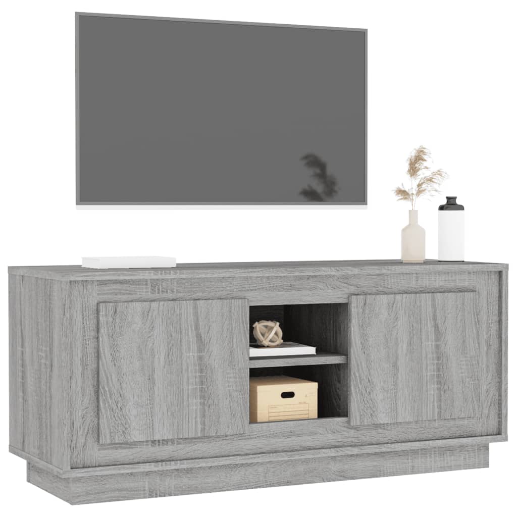 szürke sonoma színű szerelt fa TV-szekrény 102x35x45 cm
