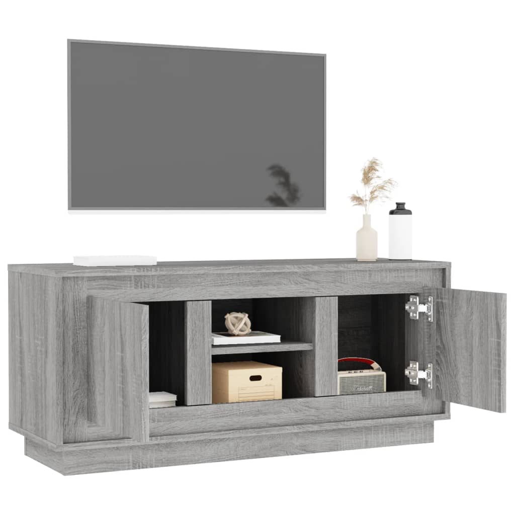 szürke sonoma színű szerelt fa TV-szekrény 102x35x45 cm