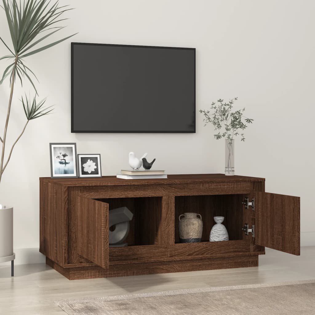 barna tölgyszínű szerelt fa dohányzóasztal 102x50x44 cm