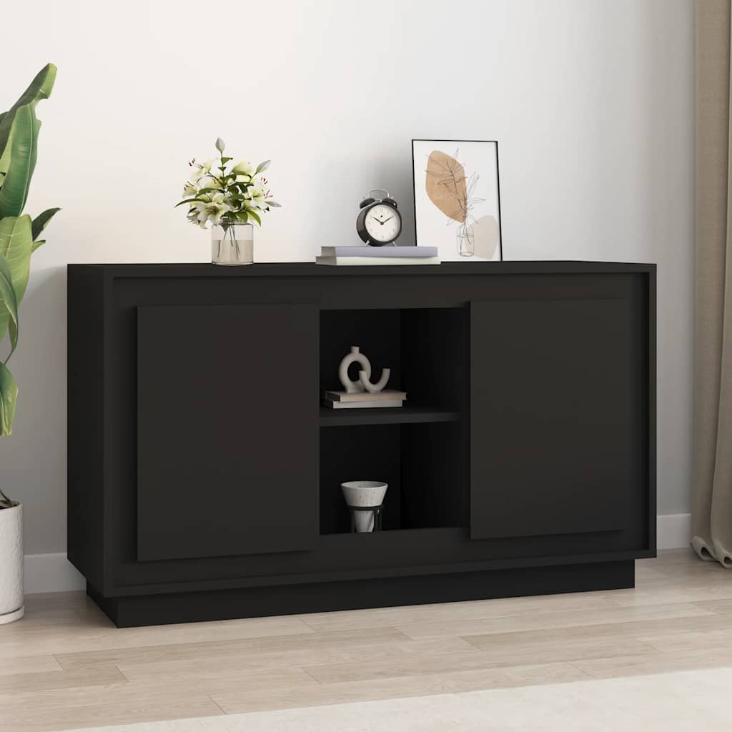 fekete szerelt fa tálalószekrény 102x35x60 cm