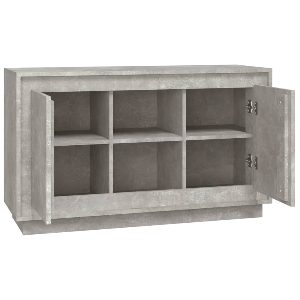 betonszürke szerelt fa tálalószekrény 102x35x60 cm