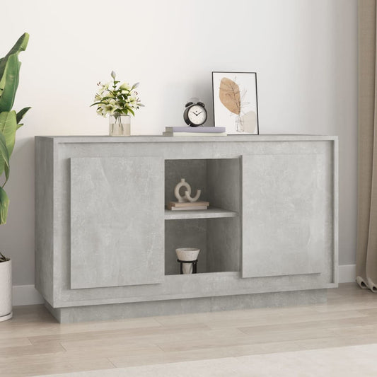 betonszürke szerelt fa tálalószekrény 102x35x60 cm