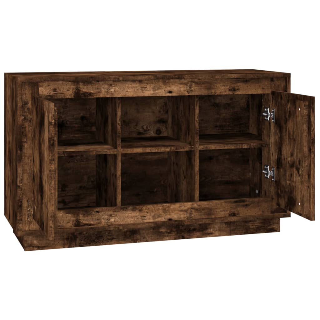 füstös tölgy színű szerelt fa tálalószekrény 102x35x60 cm