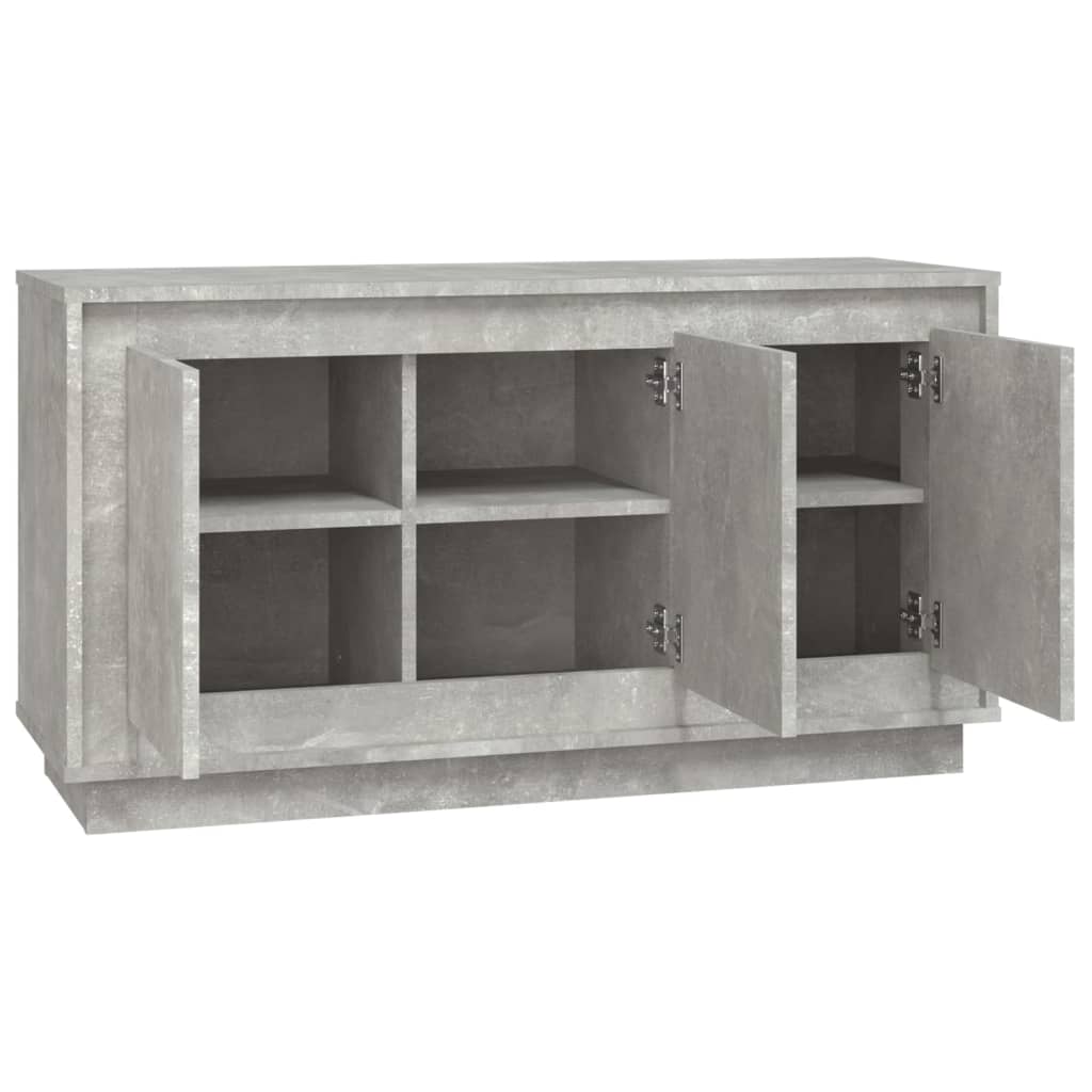 betonszürke szerelt fa tálalószekrény 102 x 35 x 55 cm