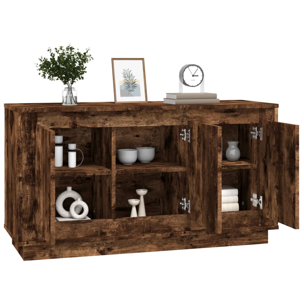 füstös tölgy színű szerelt fa tálalószekrény 102x35x55 cm