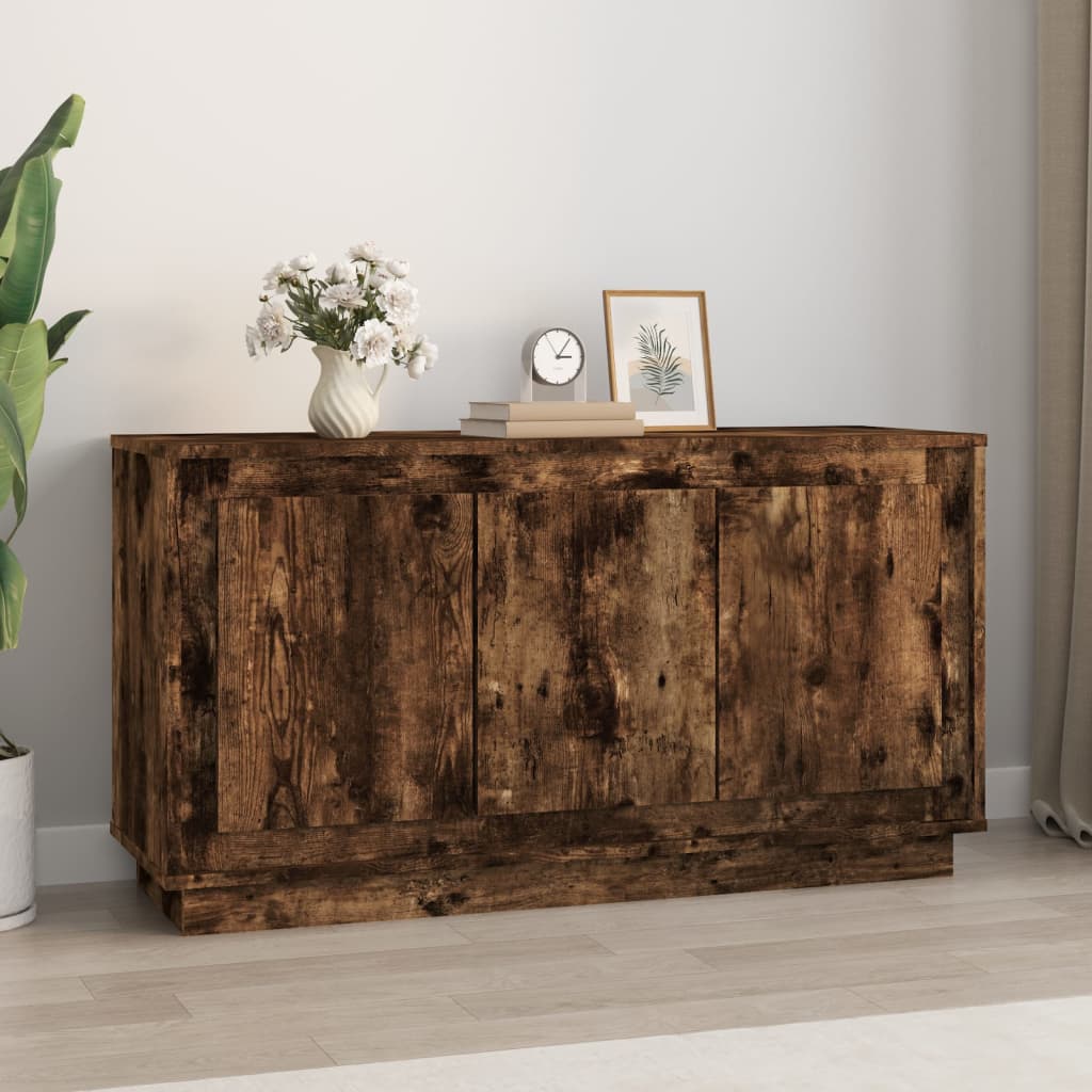 füstös tölgy színű szerelt fa tálalószekrény 102x35x55 cm