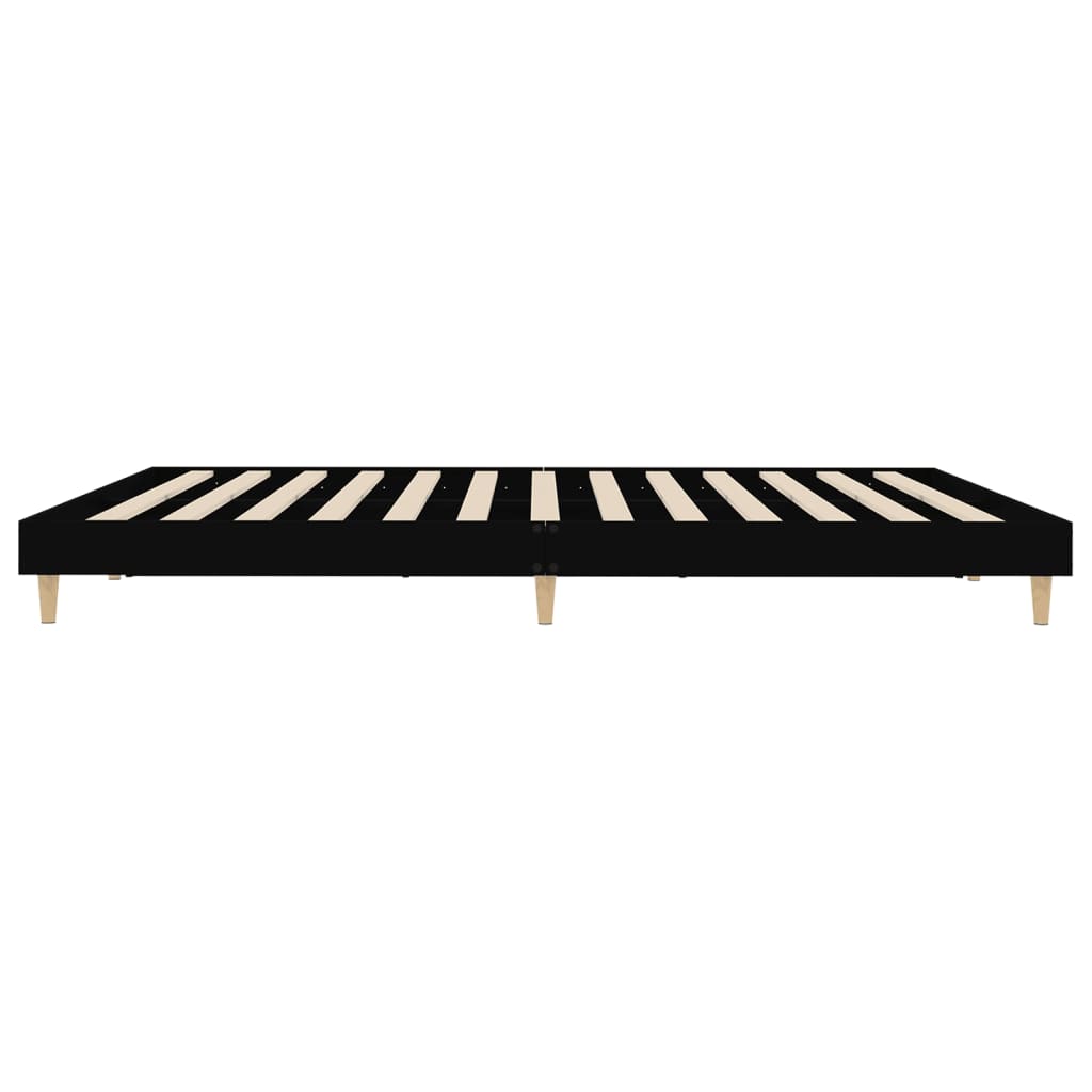 fekete szerelt fa ágykeret 200 x 200 cm