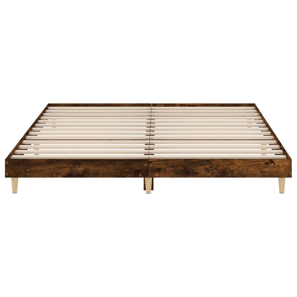 füstös tölgy színű szerelt fa ágykeret matrac nélkül 200x200 cm